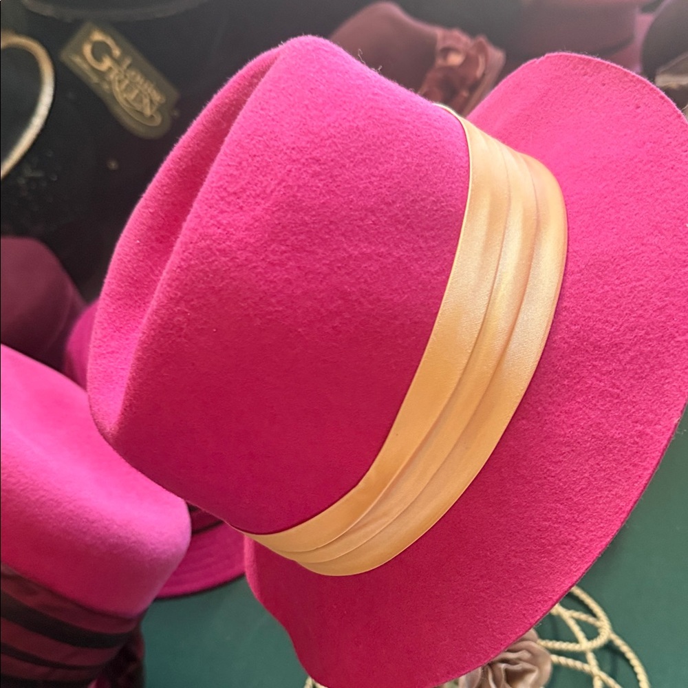 Stylish Pink Fedora with Gold Band